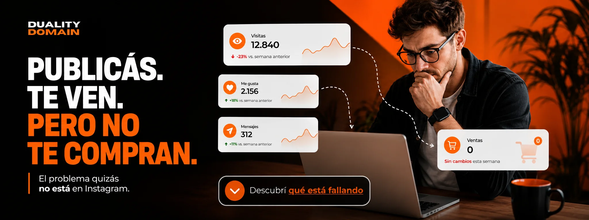 Publicás, te ven, pero no te compran. El problema quizás no está en Instagram. Duality Domain, estudio de desarrollo web.